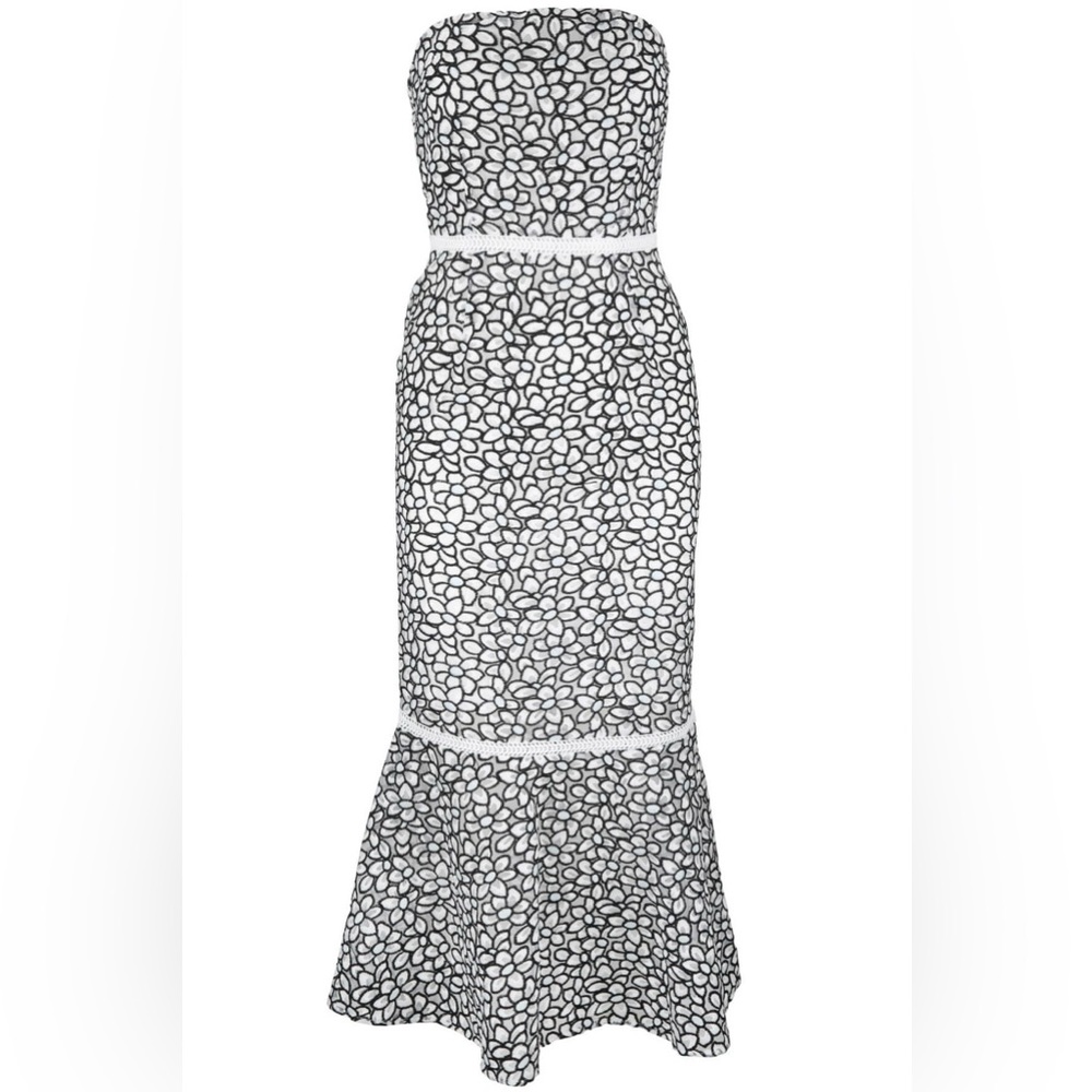 CASPER + PEARL Black and White Patterned Dress